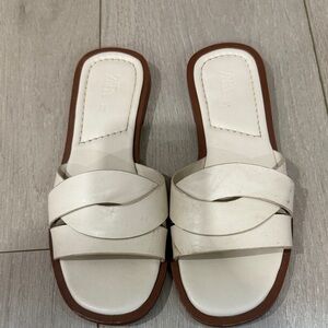 Zara Cream Slide Sandals for Women
